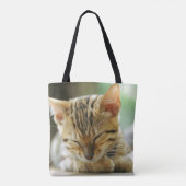 Slapend klein Baby Kat Tote Bag (Achterkant)