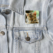 Slapend klein Baby Kat Vierkante Button 5,1 Cm (In situ)