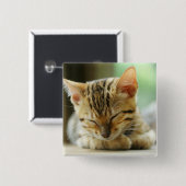Slapend klein Baby Kat Vierkante Button 5,1 Cm (Voorkant /achterkant)