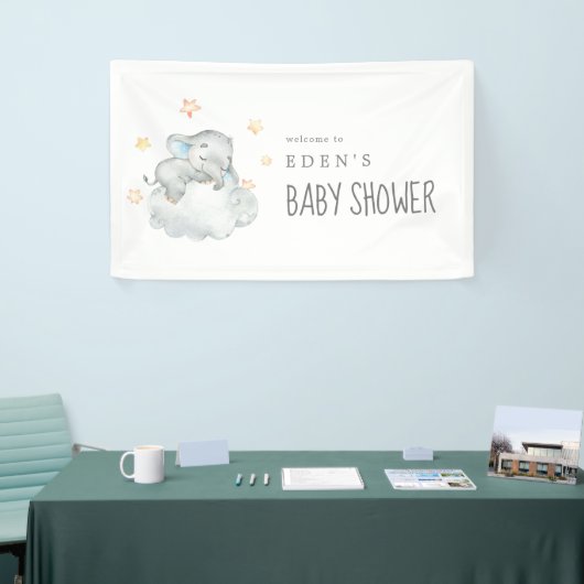 Slapend Little Elephant Boy Baby shower Welcome Spandoek (Beurs)