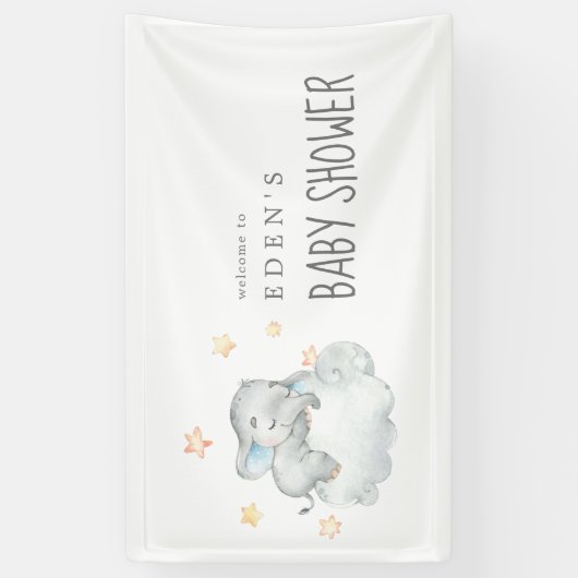 Slapend Little Elephant Boy Baby shower Welcome Spandoek (Verticaal)