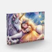 Slapend Meisje Eenhoorn Droomlandschap Fotoblokken (Links)