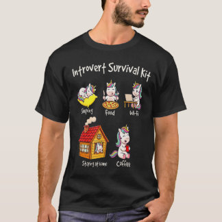 Slapend Voedsel Wifi Thuisblijven Koffie Introvert T-shirt