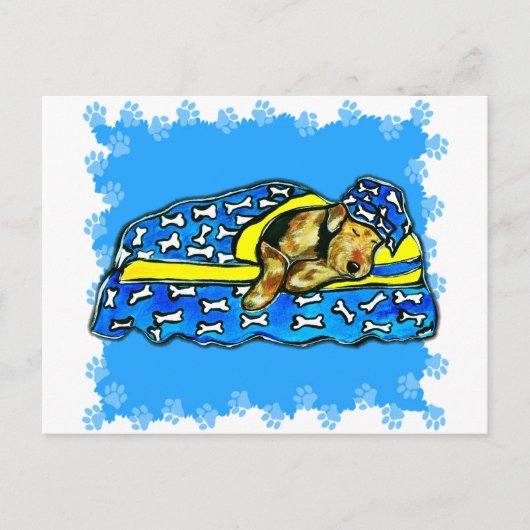 Slapende Airedale Briefkaart (Voorkant)