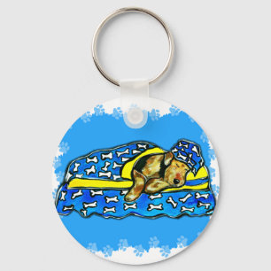 Slapende Airedale Sleutelhanger