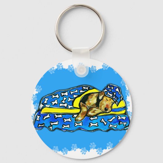 Slapende Airedale Sleutelhanger (Voorkant)