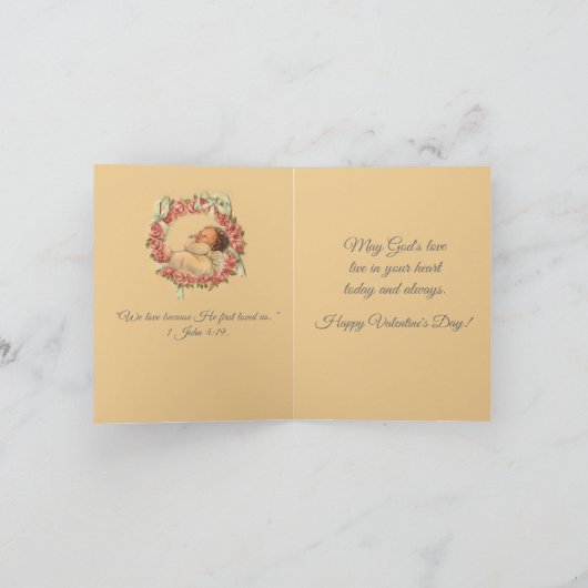  slapende Baby Angel Valentijn Feestdagen Kaart (Binnen)