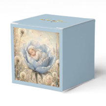 Slapende baby blauwe bloem Dank je wel