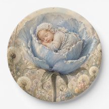 Slapende baby blauwe bloem paardenbloemen
