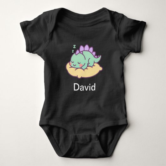Slapende baby-dino op kussen romper (Voorkant)