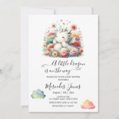 Slapende Baby Dragon met regenboog bloemen kunst Kaart (Voorkant)