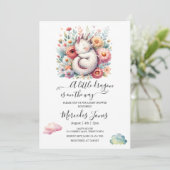 Slapende Baby Dragon met regenboog bloemen kunst Kaart (Staand voorkant)