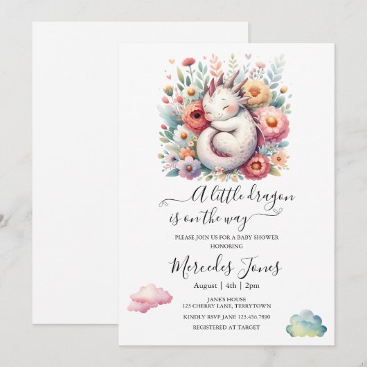 Slapende Baby Dragon met regenboog bloemen kunst Kaart (Voorkant / Achterkant)