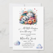 Slapende Baby Dragon met regenboog bloemen kunst Kaart (Voorkant)