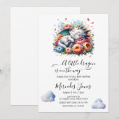 Slapende Baby Dragon met regenboog bloemen kunst Kaart (Voorkant / Achterkant)