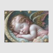Slapende Baby Engel Sterren Decoupage Tissuepapier (Voorkant)