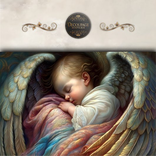 Slapende Baby Engelenvleugels Decoupage Tissuepapier