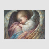 Slapende Baby Engelenvleugels Decoupage Tissuepapier (Voorkant)