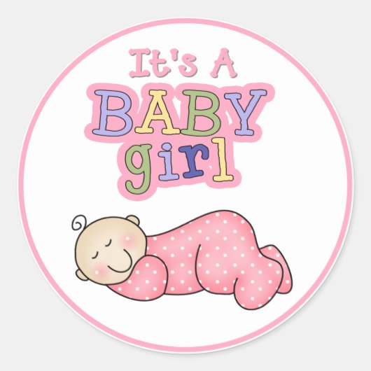 Slapende Baby Girl-Sticker Ronde Sticker (Voorkant)