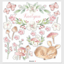 Slapende Baby Herten Roze Paddestoel Patch Set van