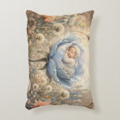 Slapende baby in blauwe bloem accent kussen (Voorkant(Verticaal))