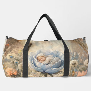 Slapende baby in blauwe bloem Baby Plunjezak