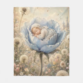 Slapende baby in blauwe bloem  fleece deken (Voorkant)