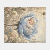 Slapende baby in blauwe bloem  fleece deken (Voorkant (Horizontaal))