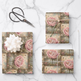 Slapende baby in roze bloem inpakpapier vel