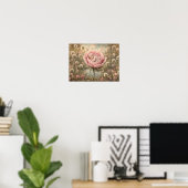 Slapende baby in roze bloem poster (Thuiskantoor)