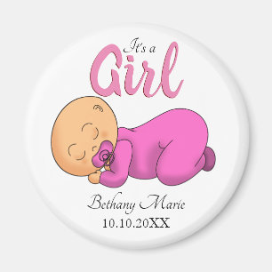 Slapende Baby Meisje Baby Shower Magneet
