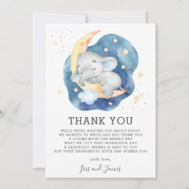 Slapende Baby Olifant Twinkelende Ster Shower Jong Bedankkaart