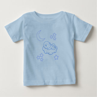 Slapende baby op een wolk babyblauw