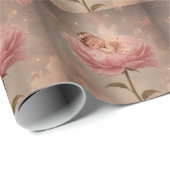 Slapende baby roze bloem cadeaupapier (Rol Hoek)