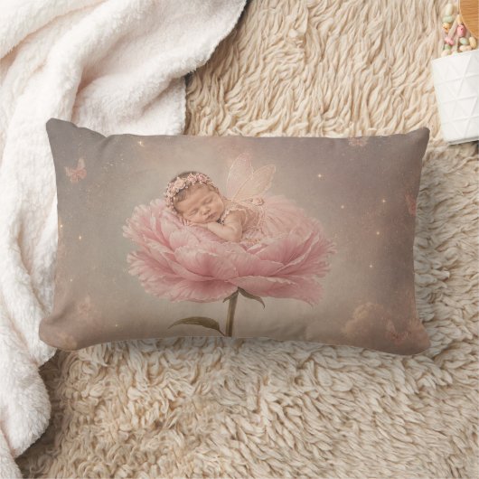 Slapende baby roze bloem kussen (Deken)