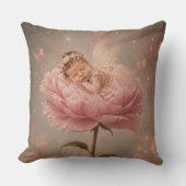 Slapende baby roze bloem kussen (Voorkant)