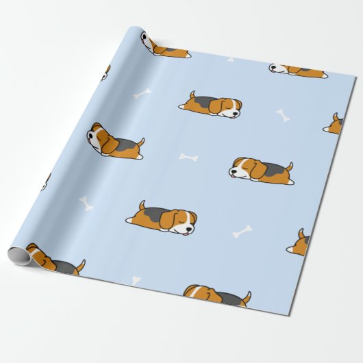 Slapende Beagle Puppy Cadeaupapier (Uitgerold)