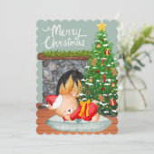 Slapende Beer kerstboomklep Feestdagenkaart (Staand voorkant)