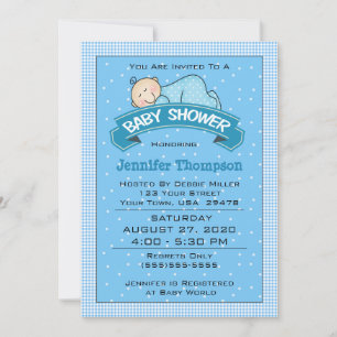 Slapende Boy Baby shower Invitation Kaart