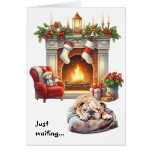 Slapende Bulldog Wachtend op Kerstmis