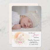 Slapende Bunny Foto geboortedatum Aankondiging (Voorkant / Achterkant)