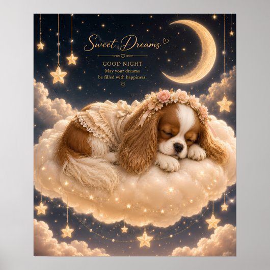 Slapende Cavalier King Charles Spaniel op Wolk Poster (Voorkant)