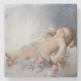 Slapende cherubijn (Putto) (door Léon Bazille Perr Stenen Onderzetter