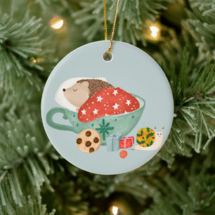 Slapende egel keramisch ornament
