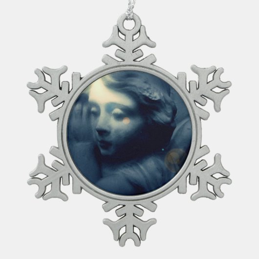 Slapende engel tin sneeuwvlok ornament (Voorkant)
