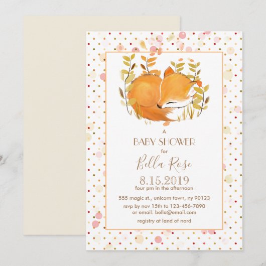 Slapende Fox Cub Baby Shower-uitvindingen Kaart (Voorkant / Achterkant)