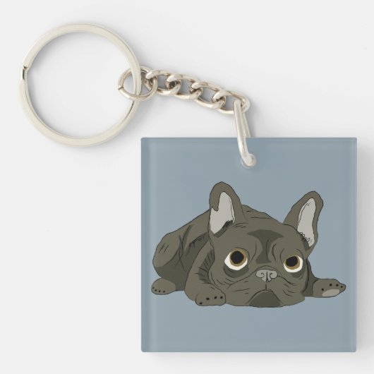 Slapende Franse Bulldog Sleutelhanger (voorkant)