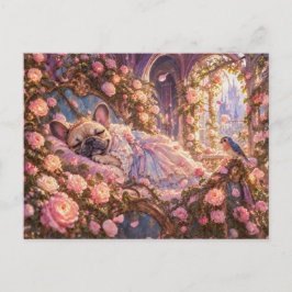 Slapende Frenchie Roze Sprookjesscène Briefkaart
