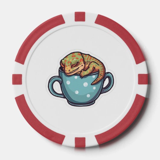 Slapende gekko poker chips (Voorkant)