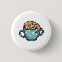 Slapende gekko ronde button 3,2 cm